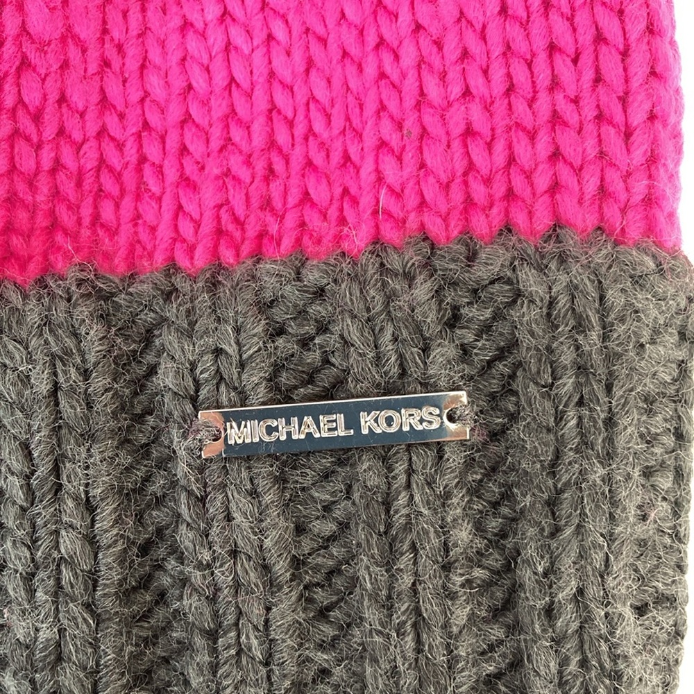 Michael Kors Knit Pink & Gray Beanie Hat View 3